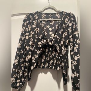 Black and White blouse with bow